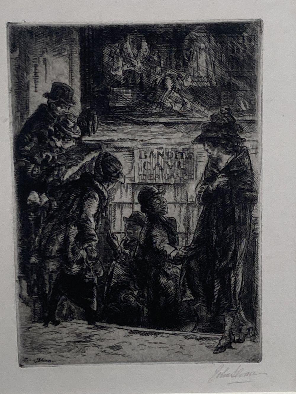 John Sloan (1871-1951, American), etching on wove paper, Bandits Cave 1920 (Morse 195), signed in pencil, 17 x 12cm